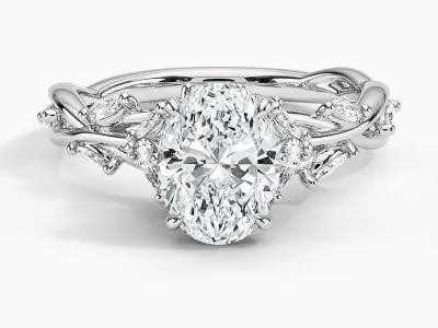 DIAMOND oval ring jewelry for woman 3D print model