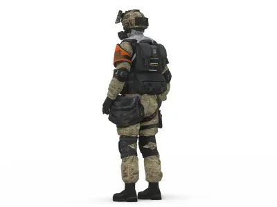 Tactical Operator High Quality Rigged Military 3D Character Low-poly 3D model