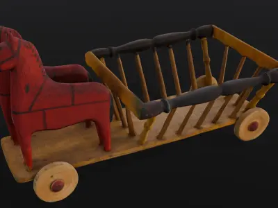 Toy Cart 3D Model  Low-poly 3D model