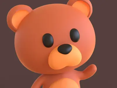 Little Funny Bear Animated Low-poly 3D model