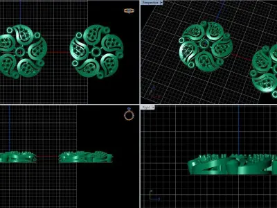 a stud EARRINGS with round gemstones 3D print model