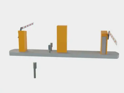 Barrier Gates Ticket Machine Parking Lot Lowpoly Low-poly 3D model