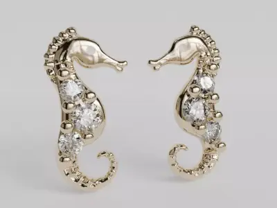 pendientes caballos de mar 3D print model