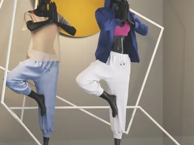 Showcase01 two mannequins in window display 3D model