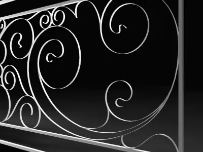 Elegant Decorative Fence for Porch 3D model