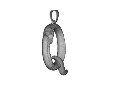 High-Detail Snake Letter Q Pendant Premium Sculpted Model 3D print model