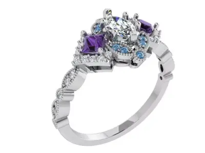 Diamond Unique Ring 3496 3D print model