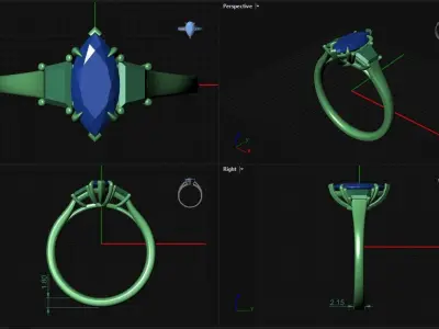 Ring 3- Stone-0012-Q1 3D print model