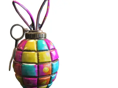 Colorful Bunny Grenade Low-poly 3D model