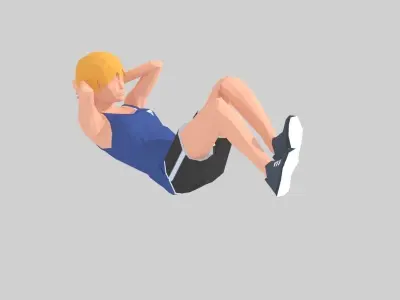 Bicycle Crunch  Exercise Woman Animation Low-poly 3D model