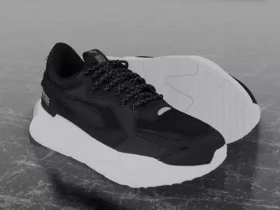 Puma 3D Shoes - White - Black - RS Series Low-poly 3D model