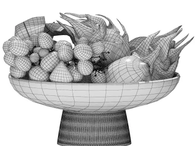 bowl of tropical fruits 10 3D model