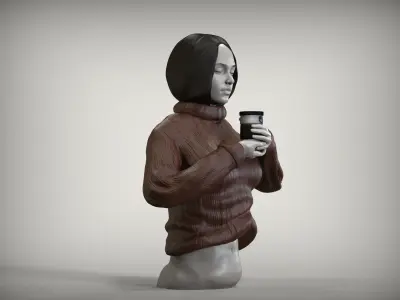 Zen Coffee Girl for 3D Print 3D print model