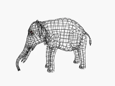 Elephant with tusks Low-poly 3D model