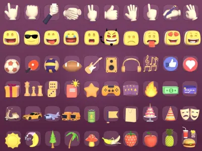 Cartoon Hand - Icon Pack - Smiley Sun Game Car Airplane Ball Low-poly 3D model