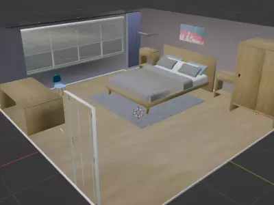 Home bedroom Free low-poly 3D model
