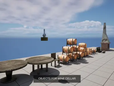 WINE CELLAR WITH INTERIOR DECORATION 3D Model Collection