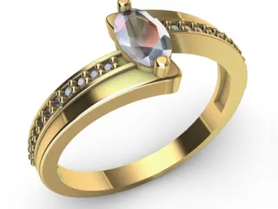 ring with oval stone 6mm Free 3D print model