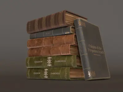 Old Book Collection Low-poly 3D model