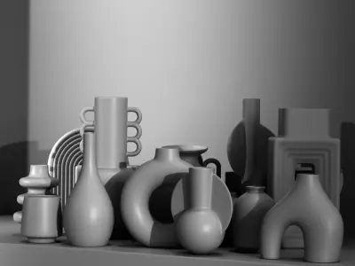 3d Vase set decorative pieces  3D model