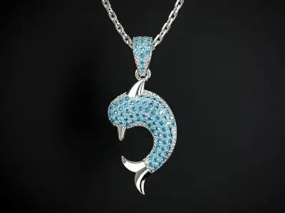 DOLPHIN PENDANT INLAID WITH STONES Printable Model 3D print model