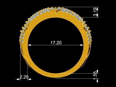 Womens Luxury Square Gemstone Diamond Gold Ring 3D Model   517 3D print model