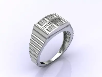 Print Ready STL 3DM  Gents Rings Diamond Men Ring  3D print model 7