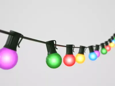 String Christmas Lights V8 Low-poly 3D model