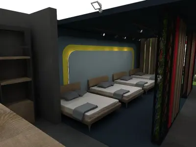Booth Exhibition Stand 2 Side Open  Stall 14x13m Height 400 cm 3D model