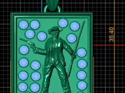 Cowboy Warrior Pendant  3D Printable Model 3D print model