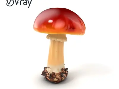 Mature Red-Cap Mushroom 3D Model Pack Low-poly 3D model