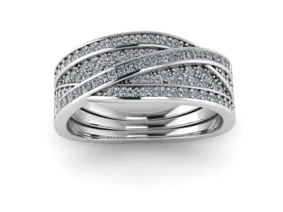 Crossover Bands Ring 3D Model  High-Quality Jewelry CAD Design 3D print model