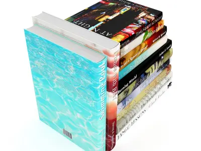 Books Set stack of 3D model shop