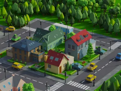 Low Poly City Low-poly 3D model