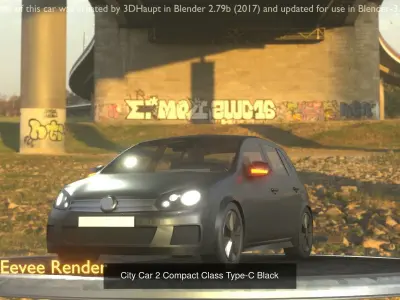 City Cars All Types A B C D E Black 3D Model Pack