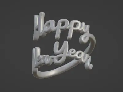 Happy New Year Napkin Ring 3D print model