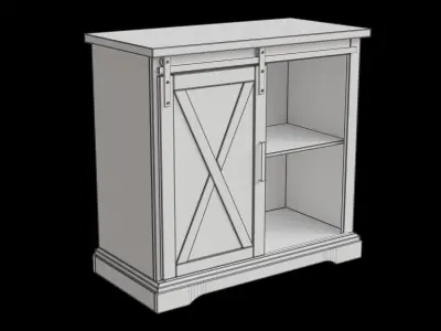 Graywashed Rustic Farmhouse Accent Cabinet Low-poly 3D model