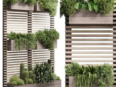 wooden stand garden wall decor with shelves for houseplnts 194 3D model