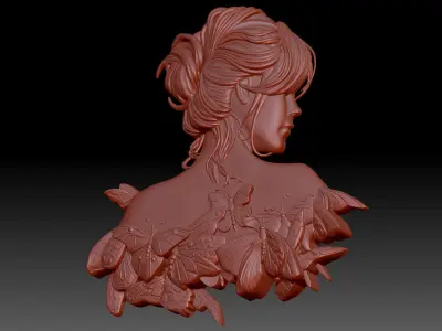 Girl and butterflies 3D print model