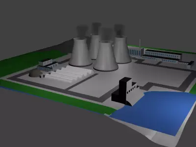 Nuclear Power Station Nuclear power plant Nuclear Power Station Low-poly 3D model