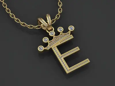 E letter pendant 3D print model