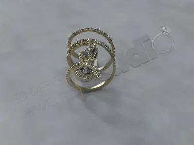 Luxury ring like snake with gems and large diameter 3d model 3D print model