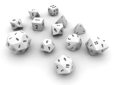 Polyhedral Dice Set - White Low-poly 3D model
