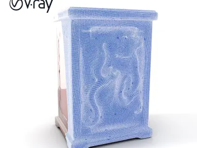 Dragon Relief Wooden Cabinet Model Pack Low-poly 3D model