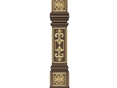 Stair Baluster 07 Red Low-poly 3D model