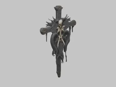 Gothic Skeleton Black Cross Low-poly 3D model