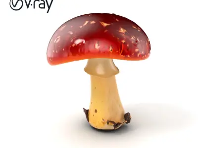 Cracked Red-Cap Mushroom Rugged Texture model pack Low-poly 3D model