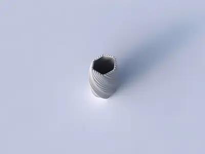 Vase twisted arc hexagon with extruded vertical lines 2 3D print model
