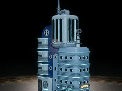 SCIFI ATOMPUNK BUILDING 03 Low-poly 3D model