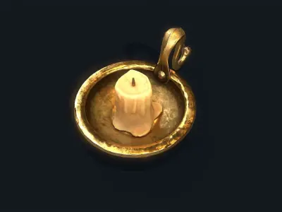 Brass Candle Holder Low-poly 3D model